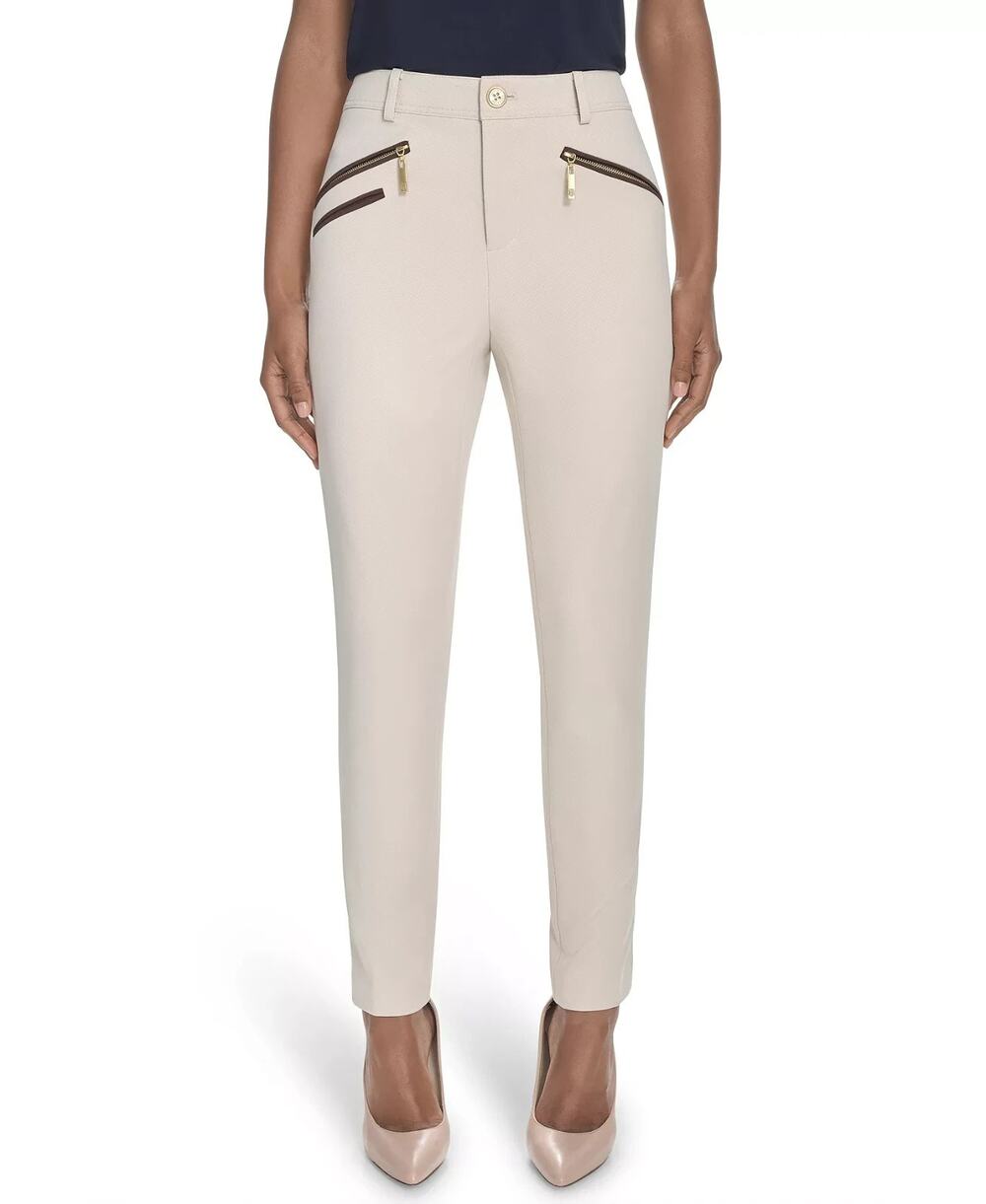 Tommy Hilfiger Women's Mid-Rise Slim-Fit Ankle Pants Beige Size 0 3785
